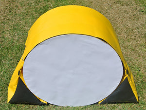 Dog agility tunnel sandbags in yellow and black 