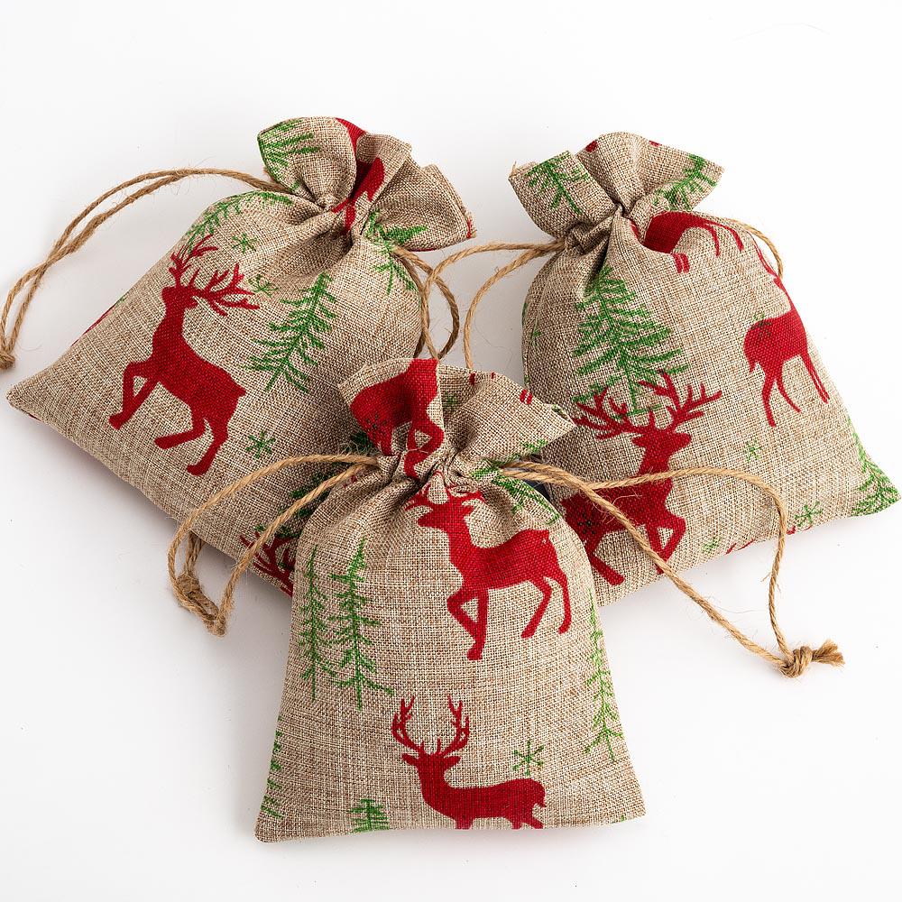 Hessian Drawstring Gift Bags Fabric Linen Christmas Pouch Bags x1 x2 x5 x10 UK Seller