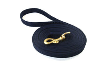 Load image into Gallery viewer, Horse lunge line dog training lead with solid brass trigger clip in navy 