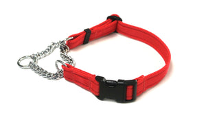 Half Check Chain Dog Collars Adjustable In Red