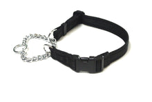 Load image into Gallery viewer, Half Check Chain Dog Collars Adjustable In Black