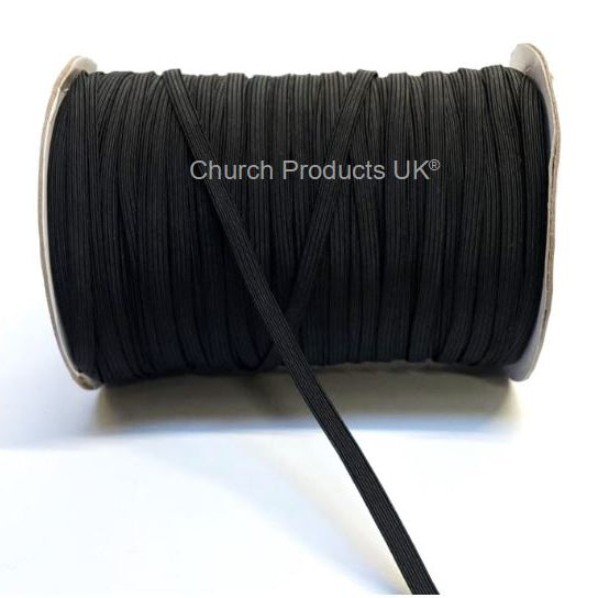 Flat Corded Elastic In Black For Sewing and Crafts In Various Widths and Lengths