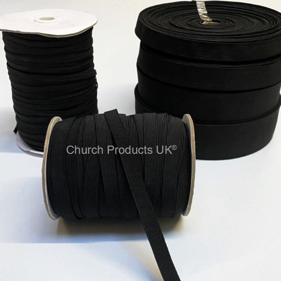 Flat Corded Elastic In Black For Sewing and Crafts In Various Widths and Lengths