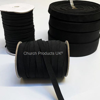 Flat Corded Elastic In Black For Sewing and Crafts In Various Widths and Lengths