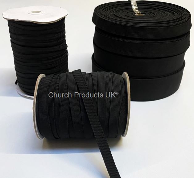 Flat Corded Elastic In Black For Sewing and Crafts In Various Widths a –  Church Products UK®