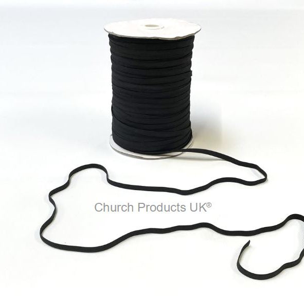 Flat Corded Elastic In Black For Sewing and Crafts In Various Widths and Lengths