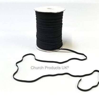Flat Corded Elastic In Black For Sewing and Crafts In Various Widths and Lengths