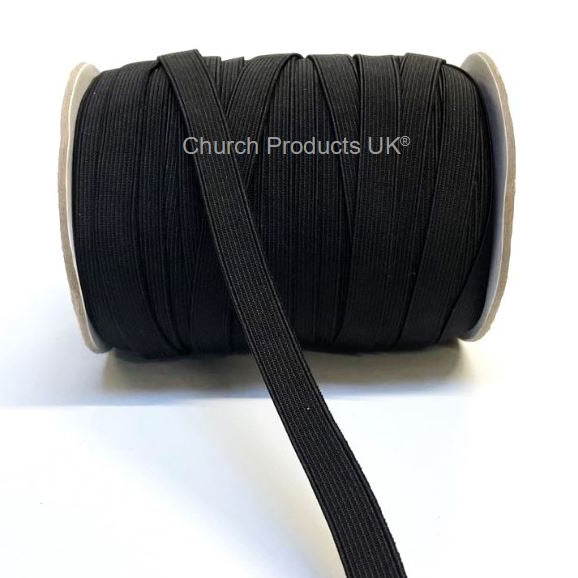 Flat Corded Elastic In Black For Sewing and Crafts In Various Widths and Lengths