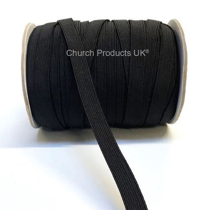 Flat Corded Elastic In Black For Sewing and Crafts In Various Widths and Lengths