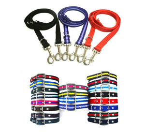 Dog Collar And Police Style Dog Lead Set 25mm Air Webbing Large Collar In Various Lengths And Matching Colours
