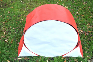 Dog agility tunnel sandbags in red and white 