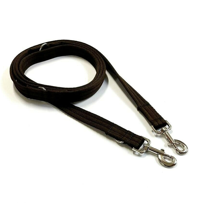 Police Style Dog Training Lead Double Ended Multi Functional Dual Walking Leash 20mm Air Webbing 5ft - 15ft
