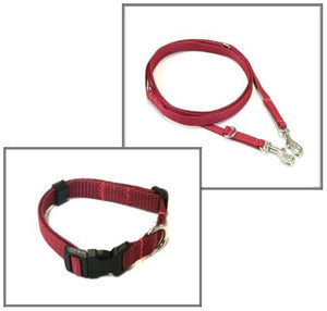 Dog Collar And Police Style Dog Lead Set 13mm Webbing Small Collar In Various Lengths And Matching Colours