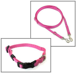 Dog Collar And Police Style Dog Lead Set 13mm Webbing Small Collar In Various Lengths And Matching Colours