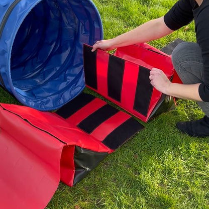 Dog Agility Tunnel Sandbag Adjustable 60cm - 80cm Diameter Tunnels Indoor Outdoor UV PVC Various Colours 490mm Material Width Connects Underneath