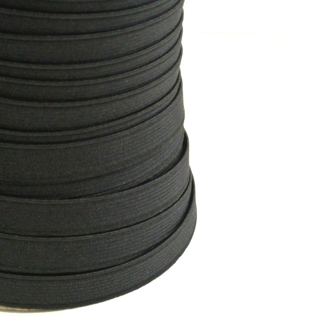 Flat Corded Elastic In Black For Sewing and Crafts In Various Widths and Lengths