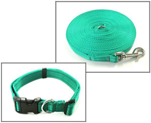 Dog Collar And Lead Set 20mm Cushion Webbing Medium Collar In Various Lengths And Matching Colours