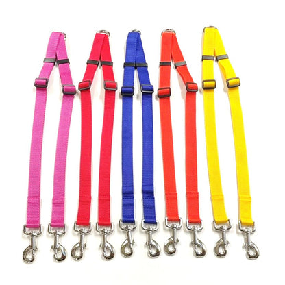 25mm Adjustable 2 Way Coupler Splitter Dog Leads Leash Strong Durable Webbing In 19 Various Colours