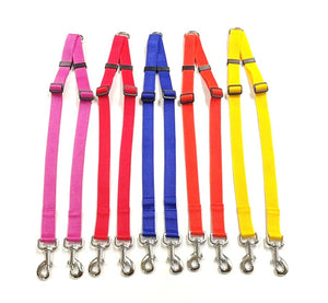 25mm Adjustable 2 Way Coupler Splitter Dog Leads Leash Strong Durable Webbing In 19 Various Colours