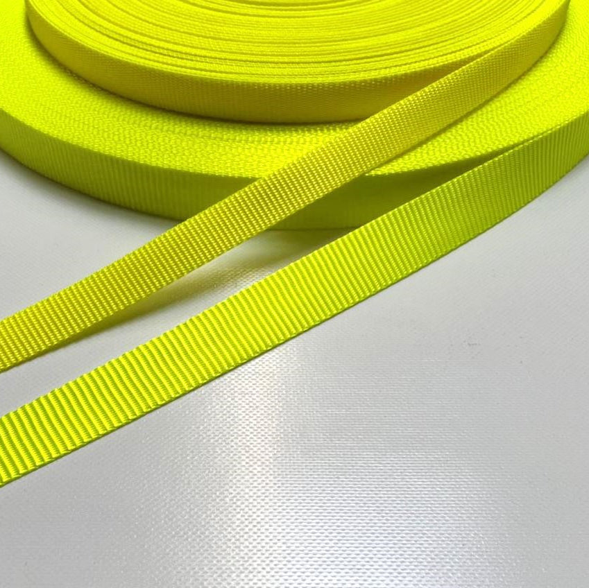 25mm 20mm Polyester Webbing Fluorescent Yellow For Bags Straps And Leads