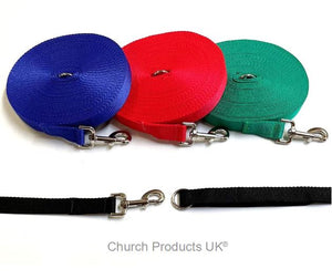 40ft - 100ft Long Dog Training Leads Obedience Recall Walking Leash Puppy In 20mm Webbing 18 Colours
