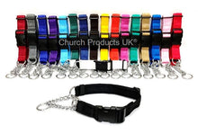 Load image into Gallery viewer, Half Check Chain Dog Collars Adjustable 25mm Wide Cushion Webbing Large X-Large