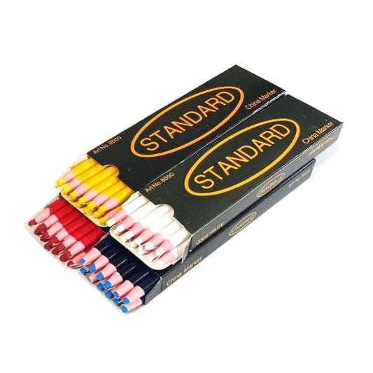 Wax China Marker Pencils Pack Of 12 Chinagraph Wrapped Box 4 Colours