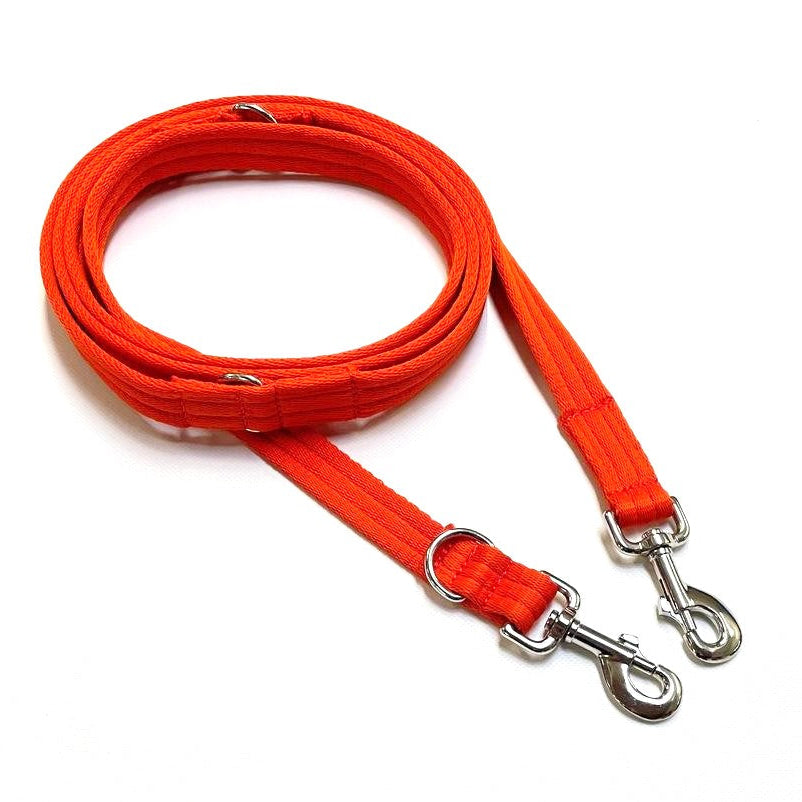 Police Style Dog Training Lead Double Ended Multi Functional Dual Walking Leash 20mm Air Webbing 5ft - 15ft