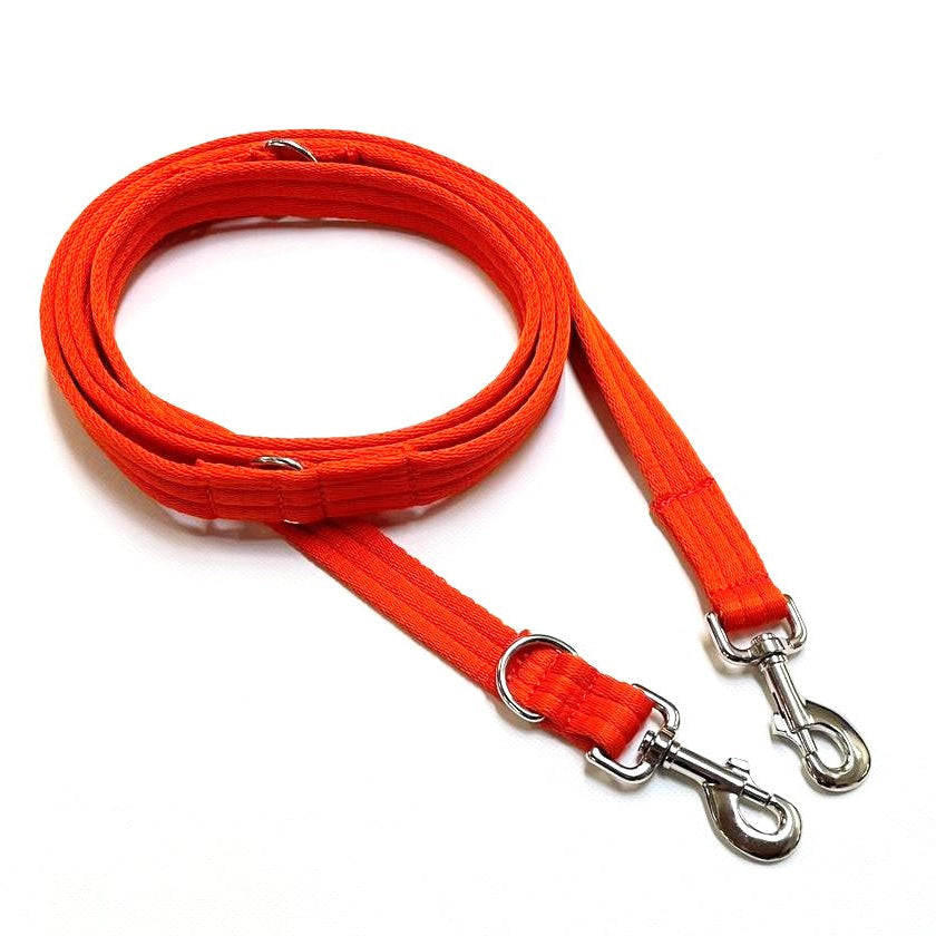 Police Style Dog Training Lead Double Ended Multi Functional Dual Walking Leash 25mm Air Webbing 5ft - 15ft