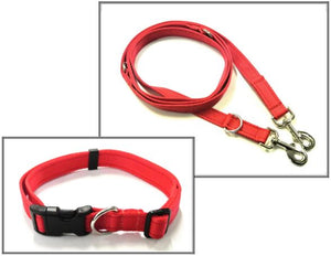Dog Collar And Police Style Dog Lead Set 25mm Cushion Webbing Small Collar In Various Lengths And Matching Colours