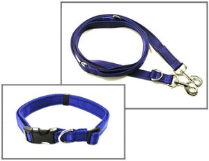 Dog Collar And Police Style Dog Lead Set 20mm Cushion Webbing Medium Collar In Various Lengths And Matching Colours