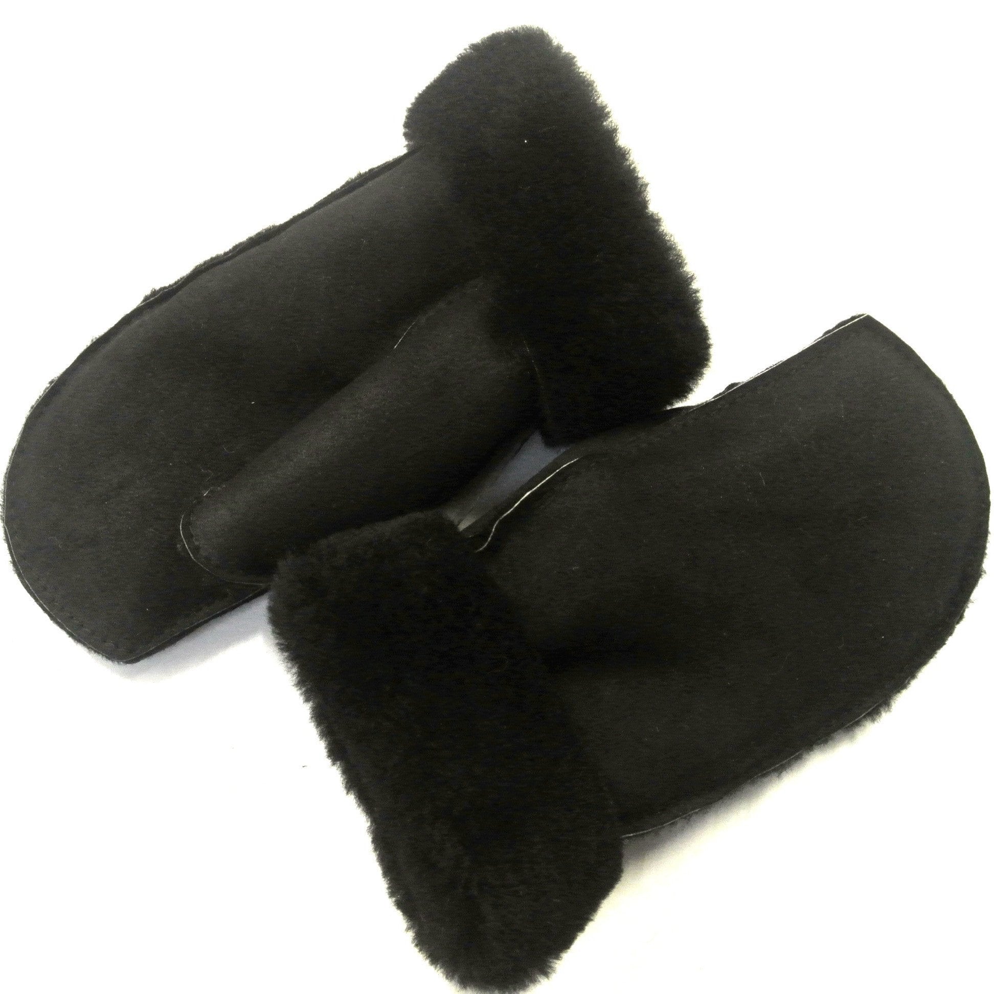 Genuine Sheepskin Mittens Unisex In Black